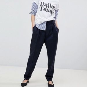 Mango Tapered Check Pants